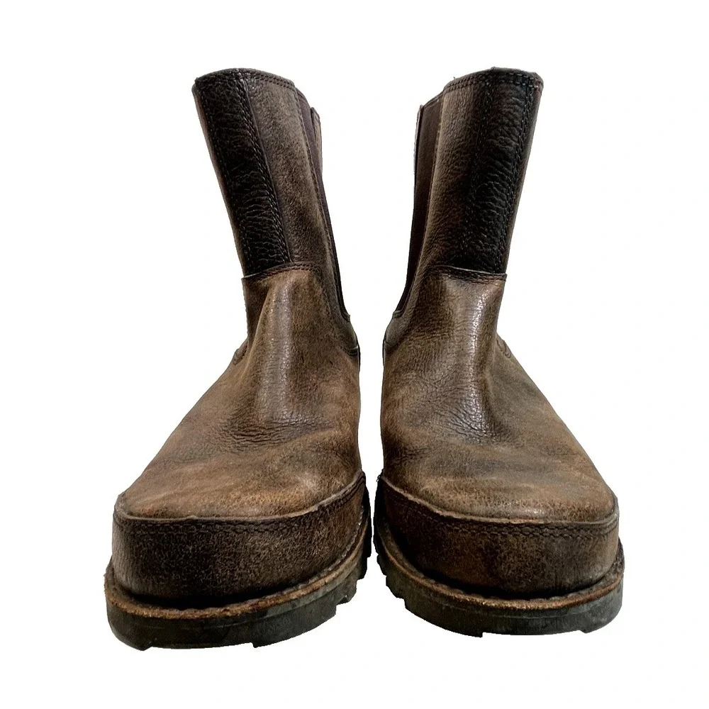 UGG Mens Herrick Chelsea Boots Dark Brown Leather Mens Size 12‎ Pull On Rugged